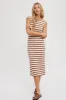 Mocha Striped Sleeveless Midi Dress sold by Pinkblush