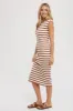 Mocha Striped Sleeveless Midi Dress sold by Pinkblush