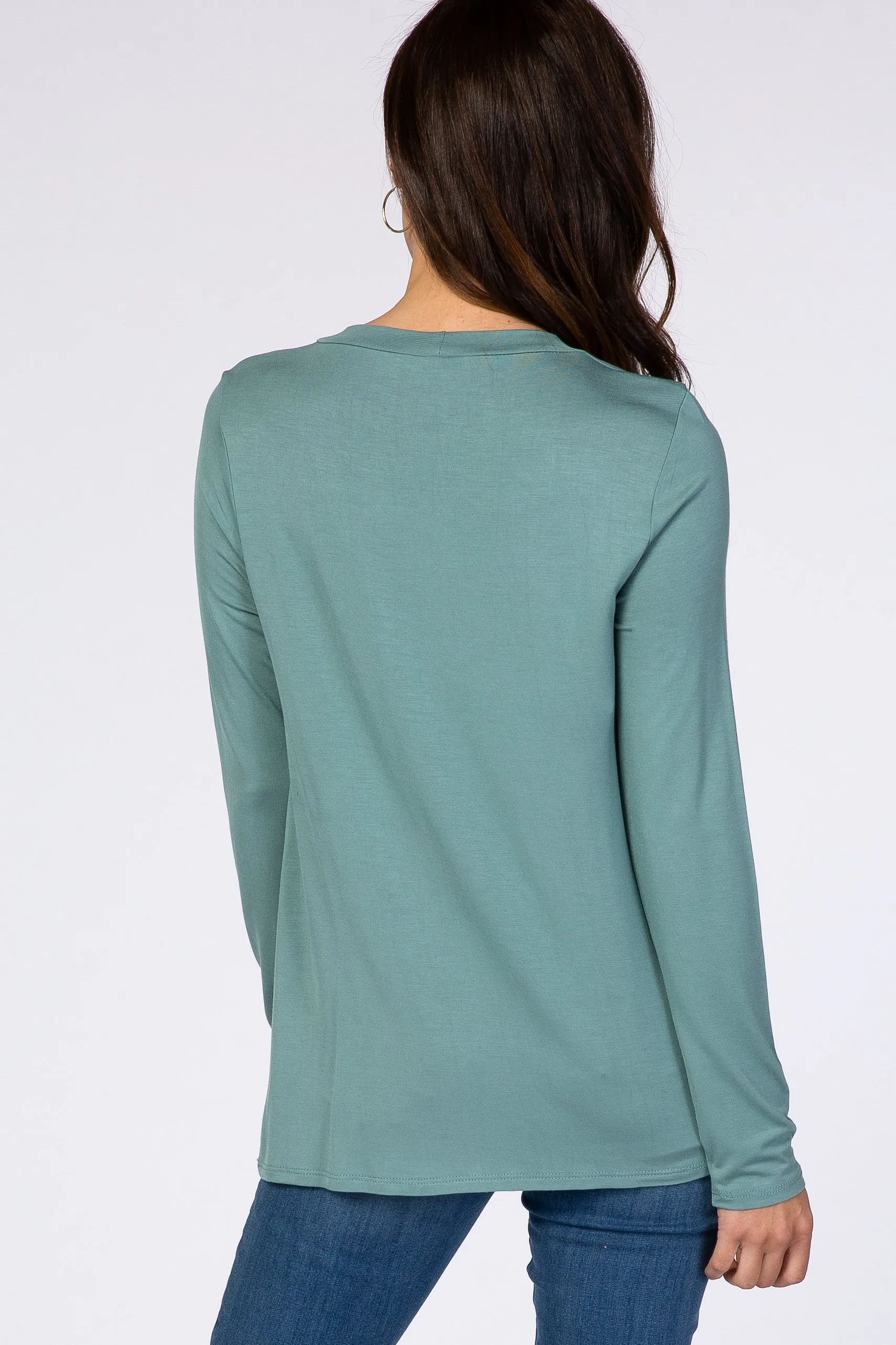 PinkBlush Light Olive Solid Layered Front Long Sleeve Nursing Top sold by Pinkblush product image thumbnail 4