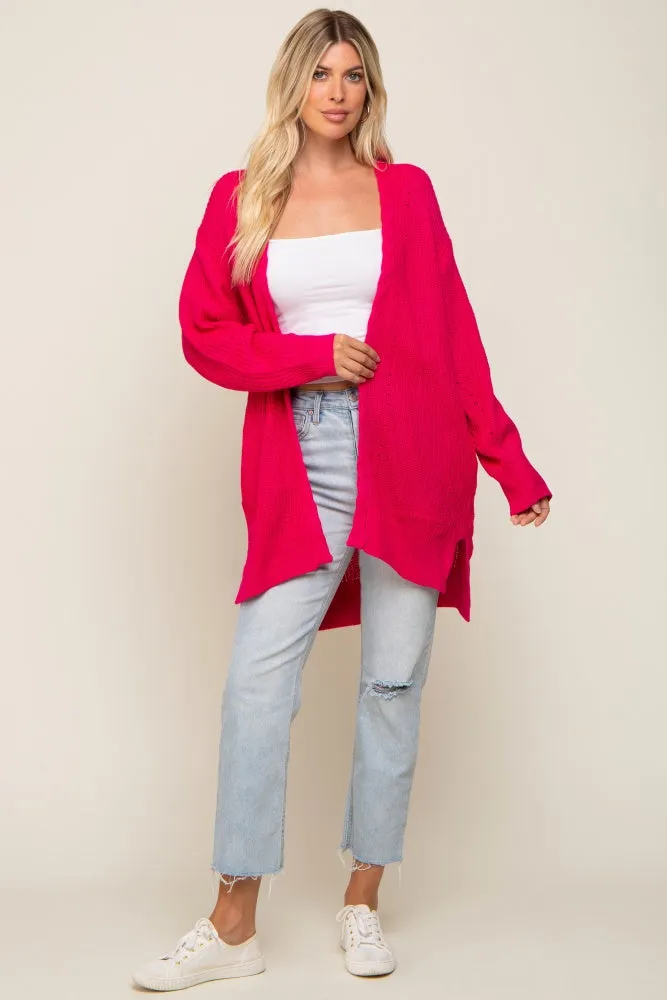 Fuchsia Cable Knit Accent Cardigan sold by Pinkblush product image thumbnail 4