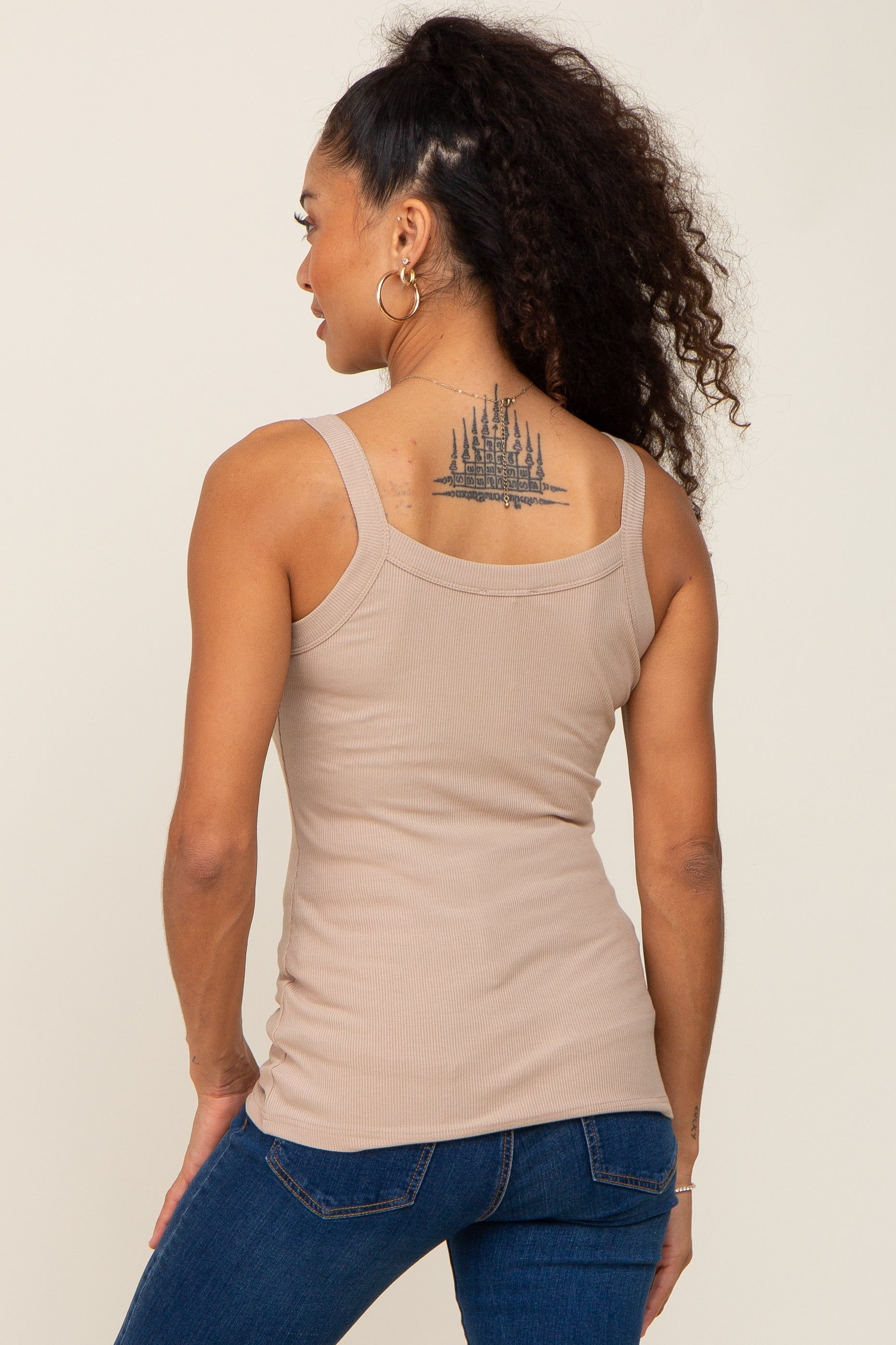 Taupe Ribbed Tank Top sold by Pinkblush product image thumbnail 3