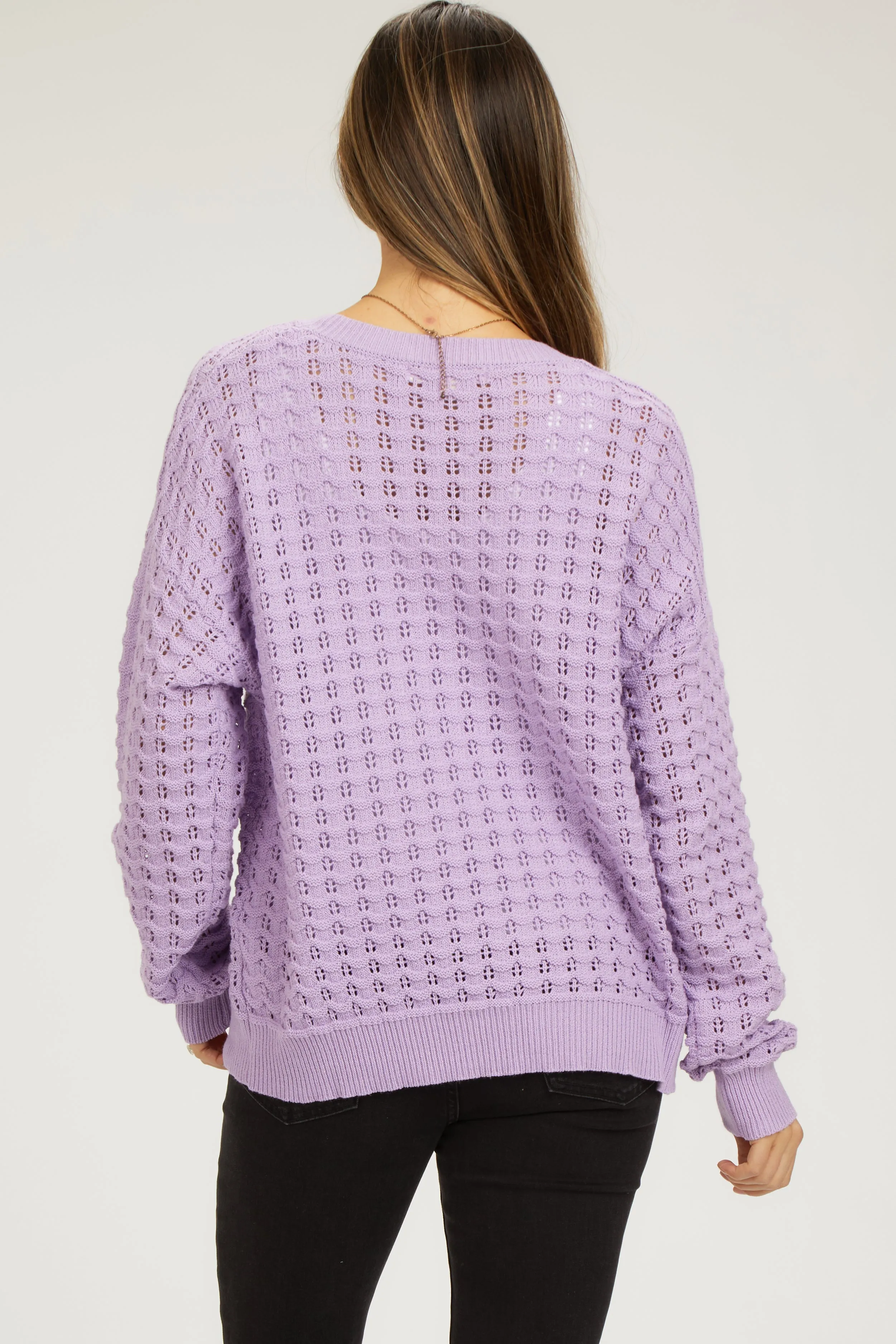 Lavender Open Knit Maternity Long Sleeve Top sold by Pinkblush product image thumbnail 3