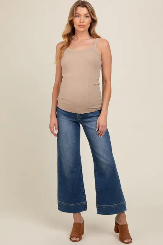 Blue Cuffed Wide Leg Maternity Jeans sold by Pinkblush