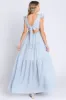 Light Blue Floral Deep V-Neck Tiered Maxi Dress sold by Pinkblush