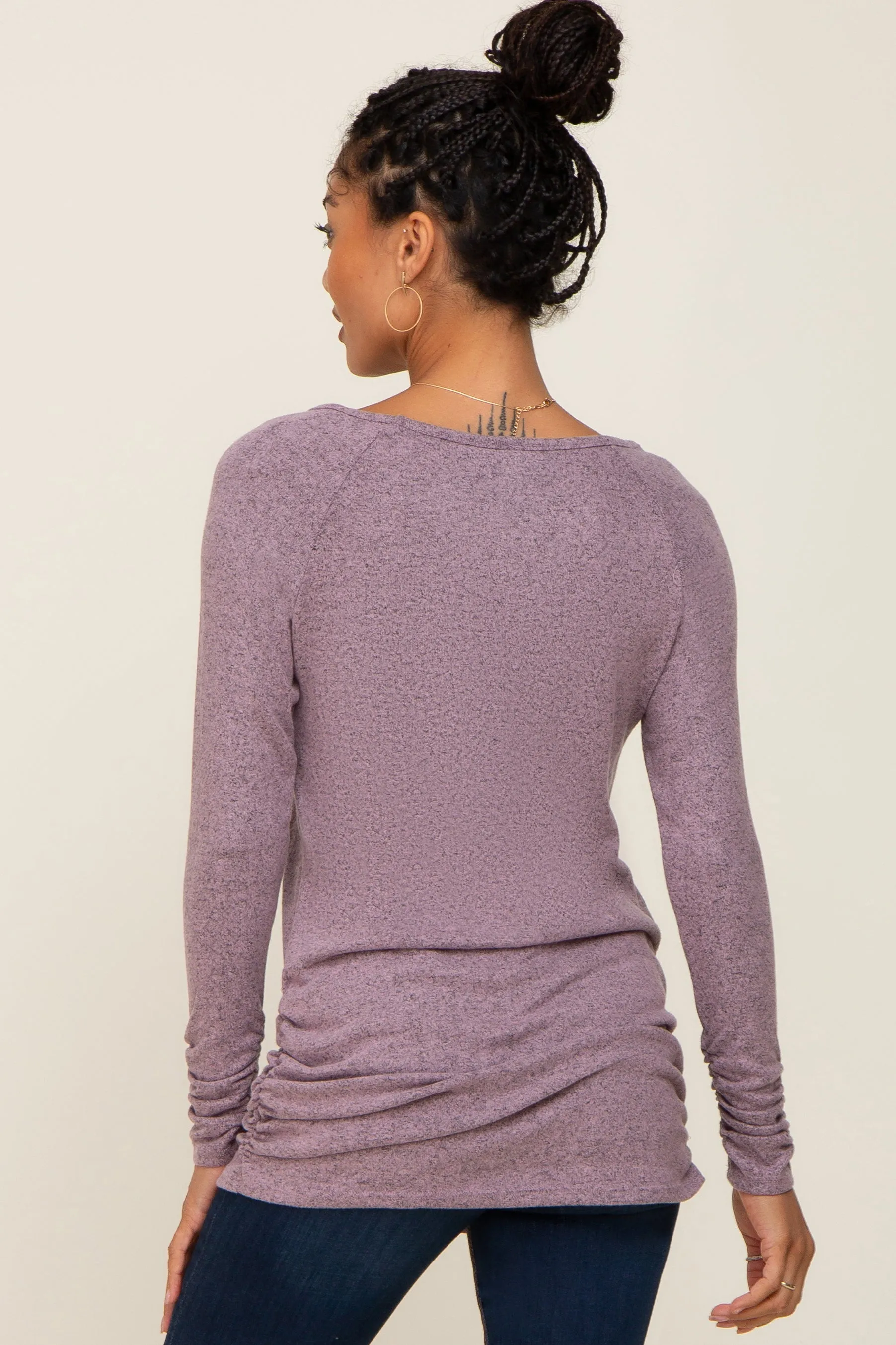 Mauve Brushed Knit Ruched Top sold by Pinkblush product image thumbnail 3