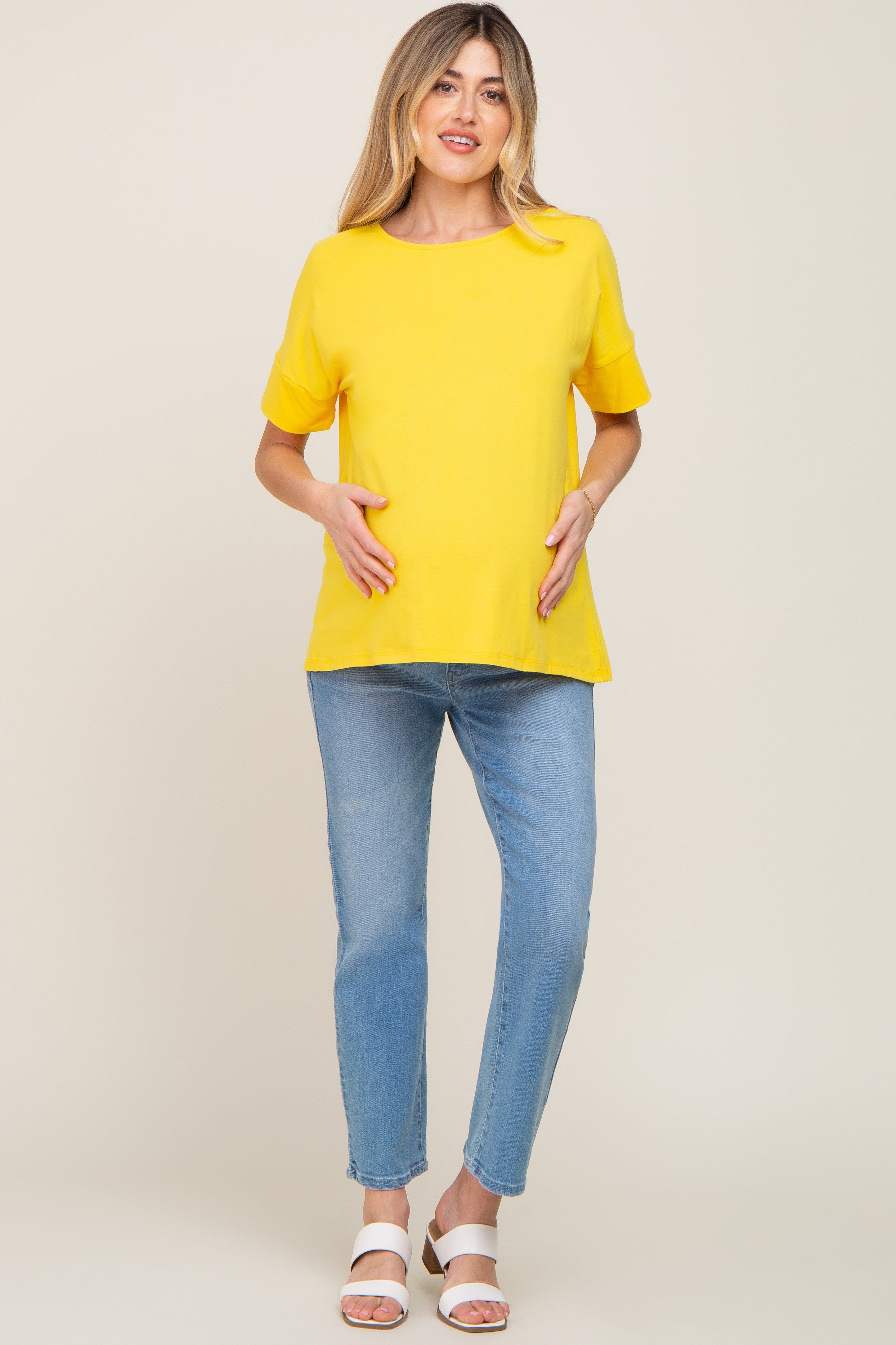 Yellow Short Cuff Sleeve Maternity Top sold by Pinkblush product image thumbnail 4