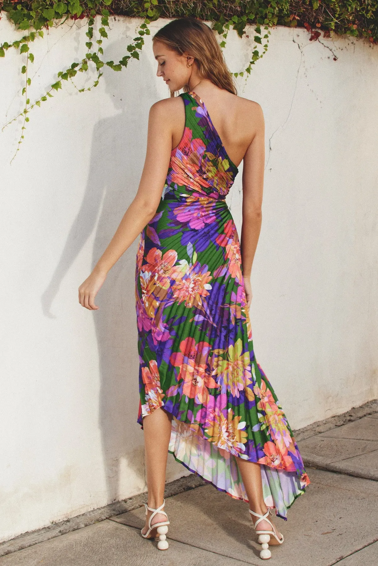 Multi Color Floral One Shoulder Midi Dress sold by Pinkblush product image thumbnail 3