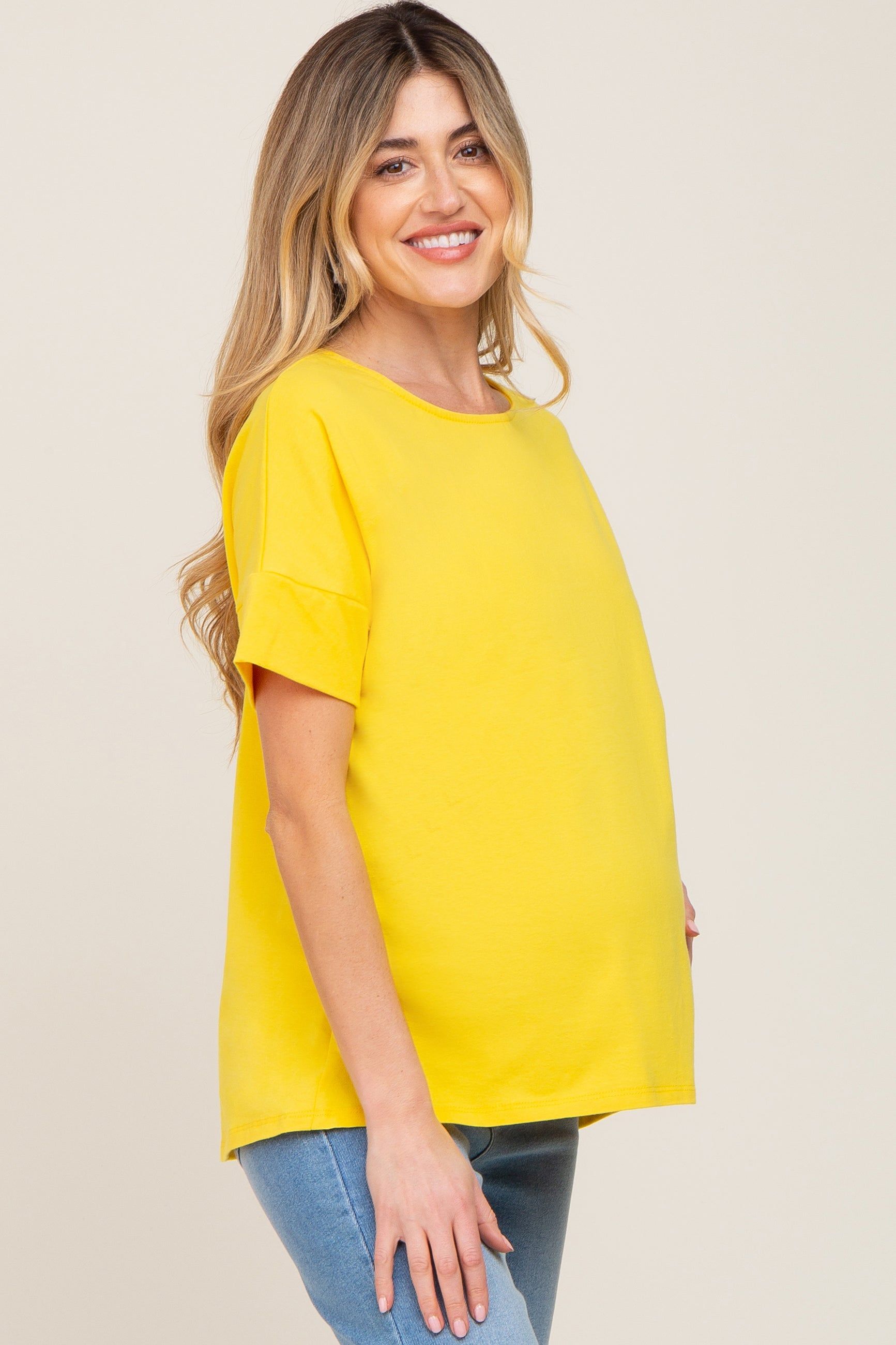 Yellow Short Cuff Sleeve Maternity Top sold by Pinkblush product image thumbnail 2