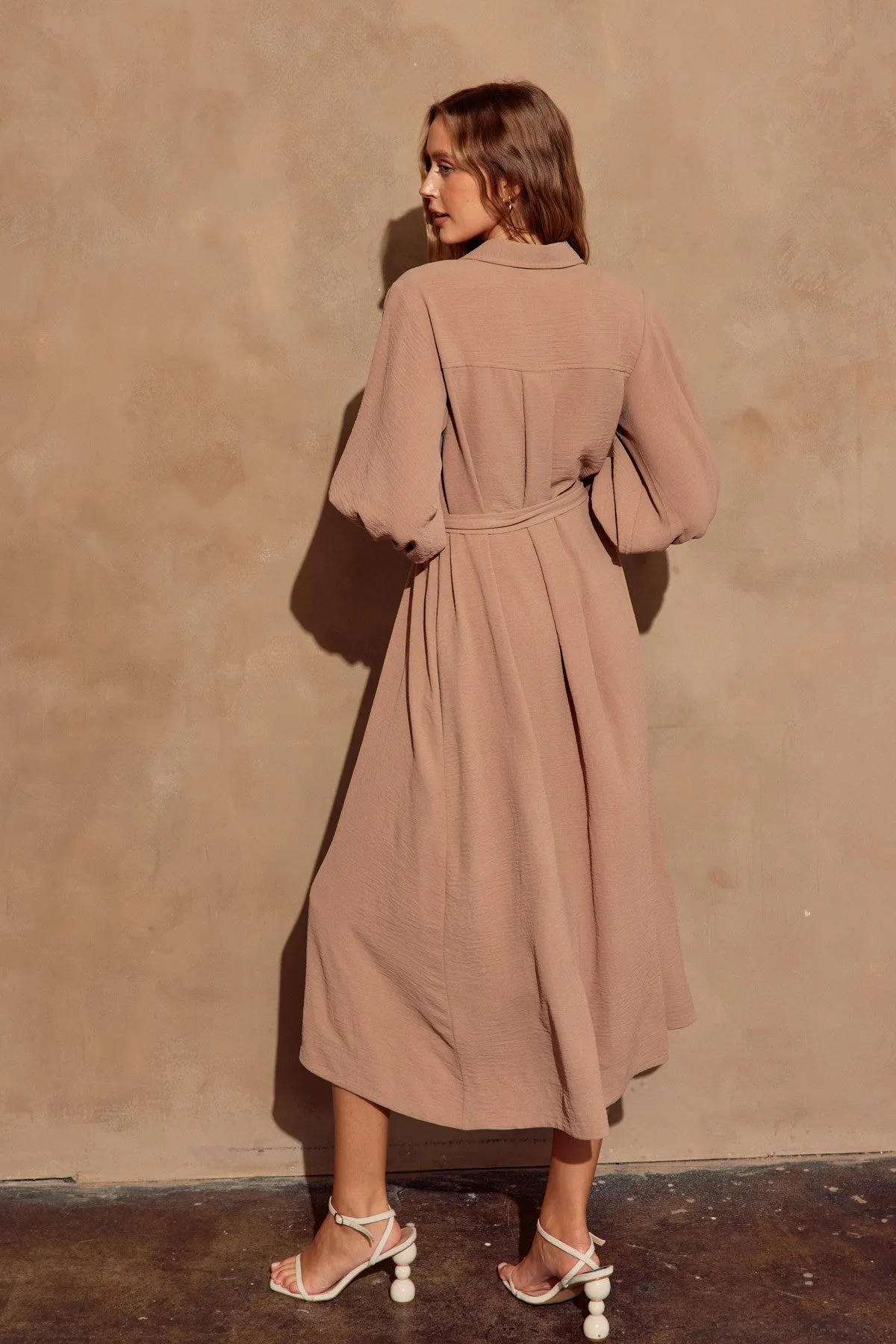 Mocha Button Down Shirt Dress sold by Pinkblush product image thumbnail 3