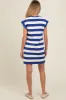 Blue Striped Maternity Mini Dress sold by Pinkblush
