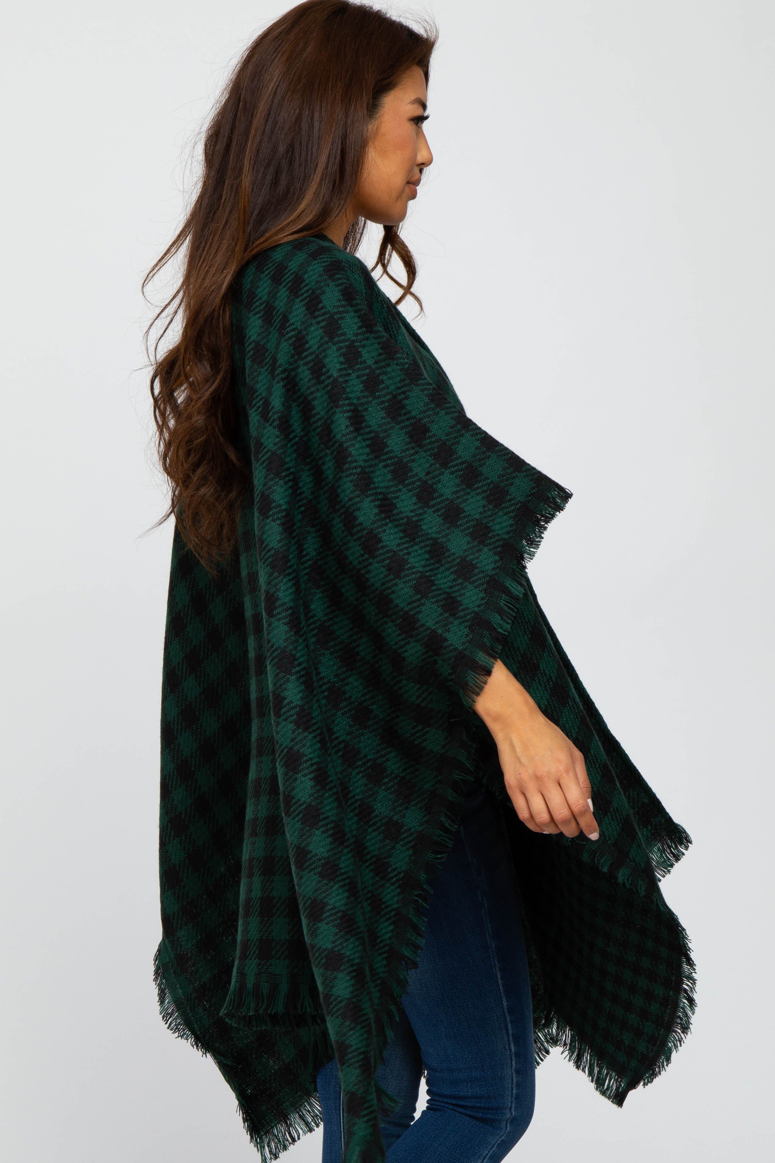 Forest Green Houndstooth Sweater Poncho sold by Pinkblush product image thumbnail 3