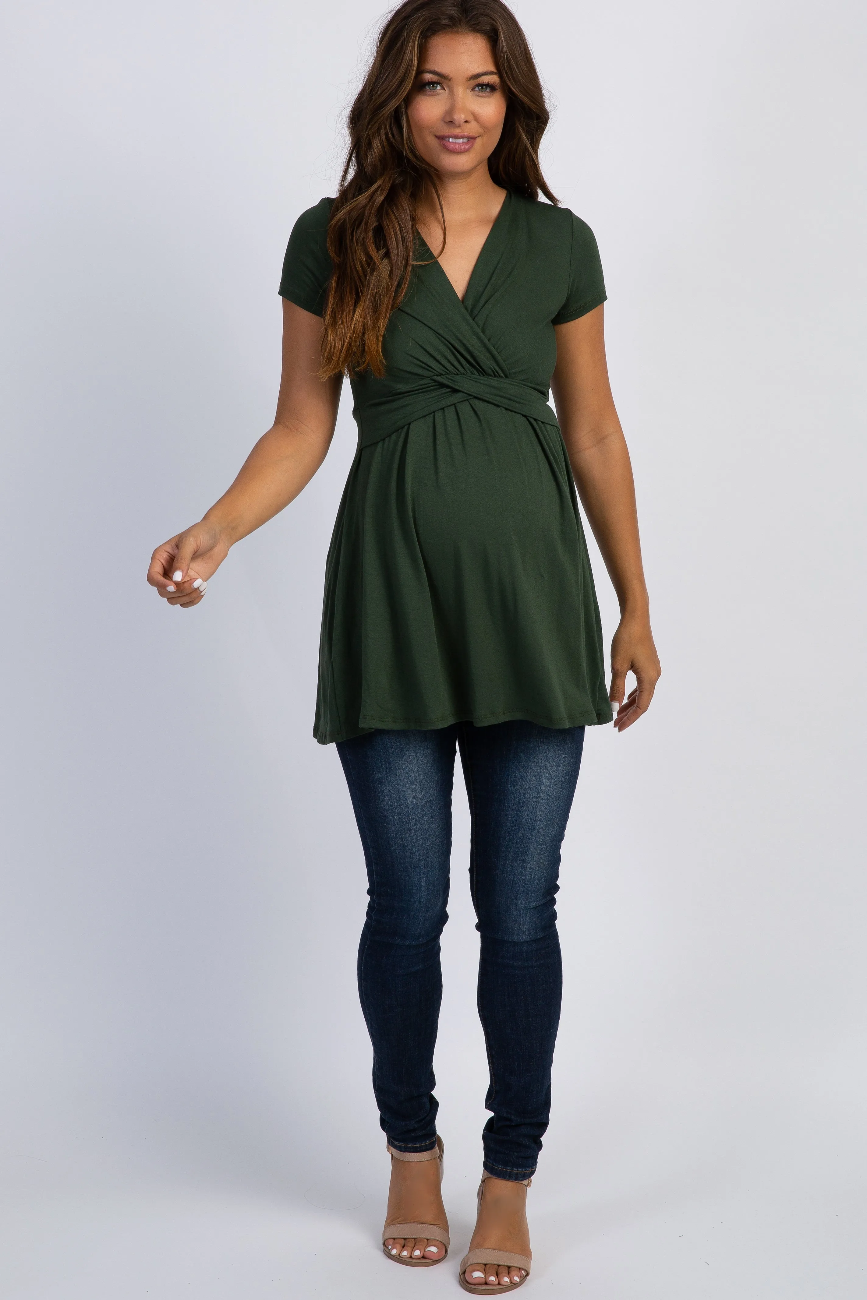 PinkBlush Olive Green Draped Front Maternity Nursing Top sold by Pinkblush product image thumbnail 5