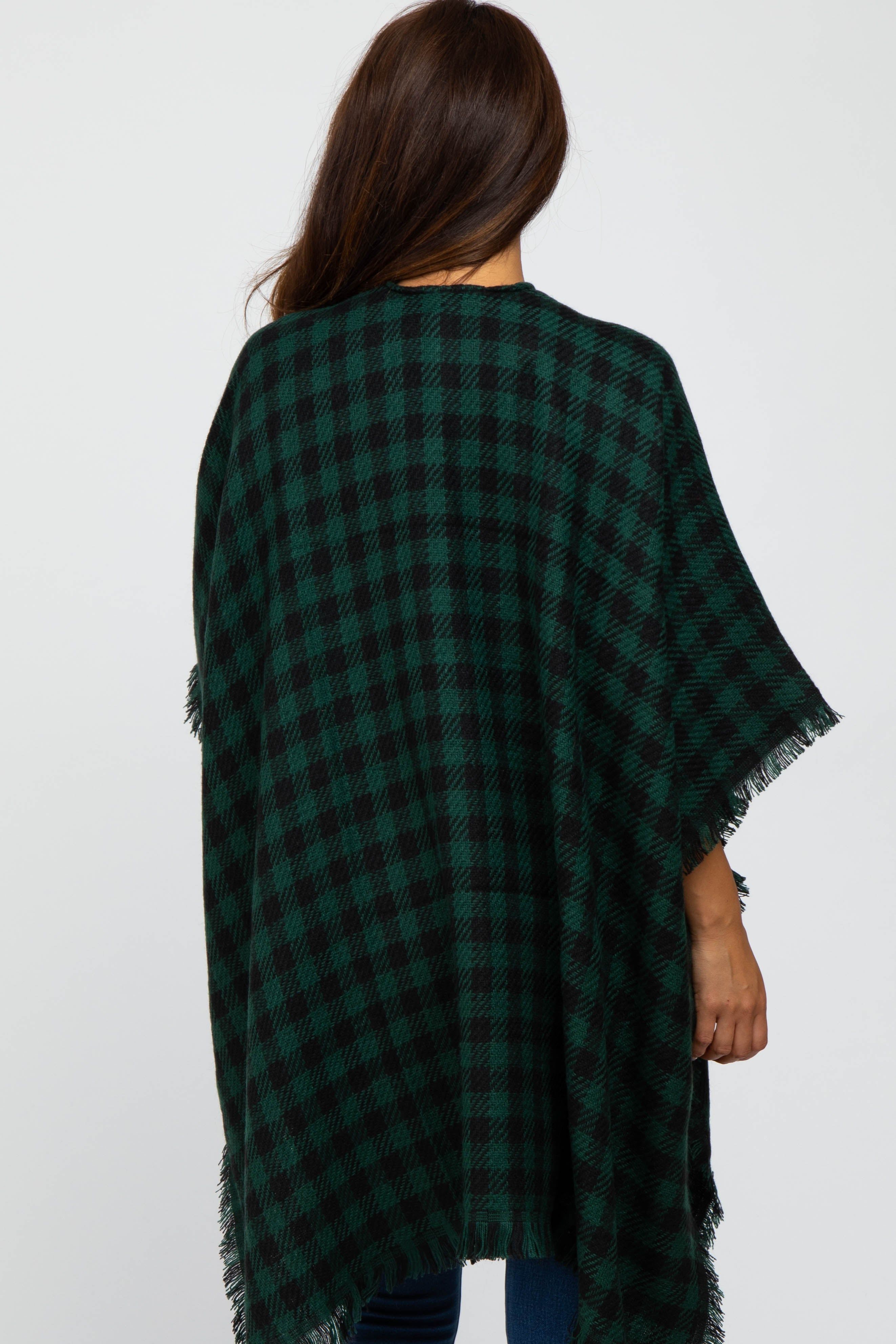 Forest Green Houndstooth Sweater Poncho sold by Pinkblush product image thumbnail 4