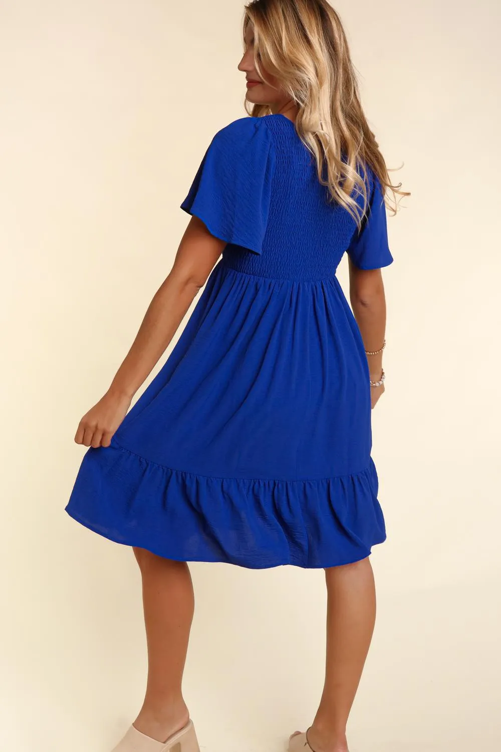 Royal Blue Smocked Ruffle Hem Dress sold by Pinkblush product image thumbnail 2