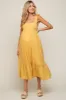 Yellow Ruffle Accent Back Tie Maternity Midi Dress sold by Pinkblush