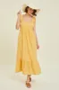 Yellow Ruffle Accent Back Tie Maternity Midi Dress sold by Pinkblush