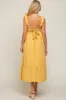 Yellow Ruffle Accent Back Tie Maternity Midi Dress sold by Pinkblush