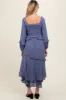 Blue Smocked Ruffle Long Sleeve Maternity Midi Dress sold by Pinkblush