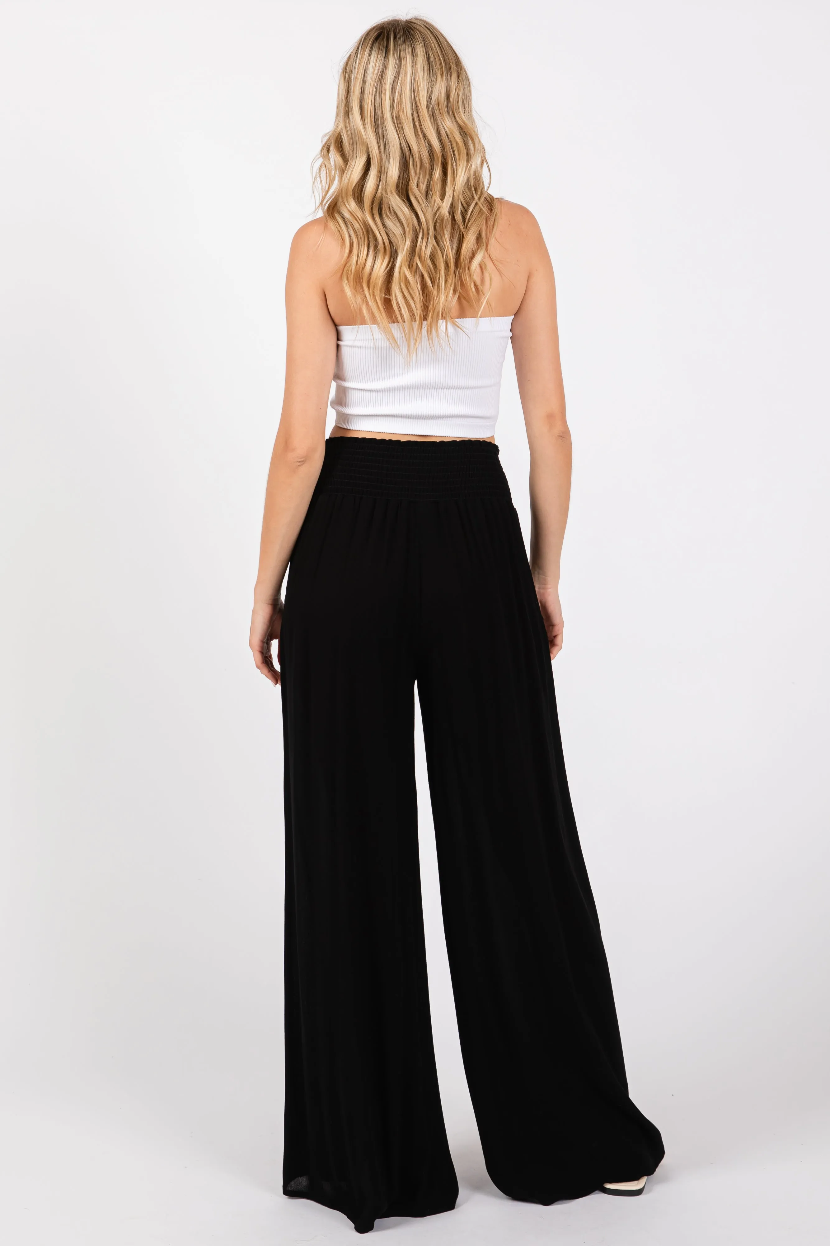 Black Wide Smock Waist Pants sold by Pinkblush product image thumbnail 3