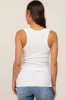 Ivory Ribbed Sleeveless Ruched Maternity Tank Top sold by Pinkblush