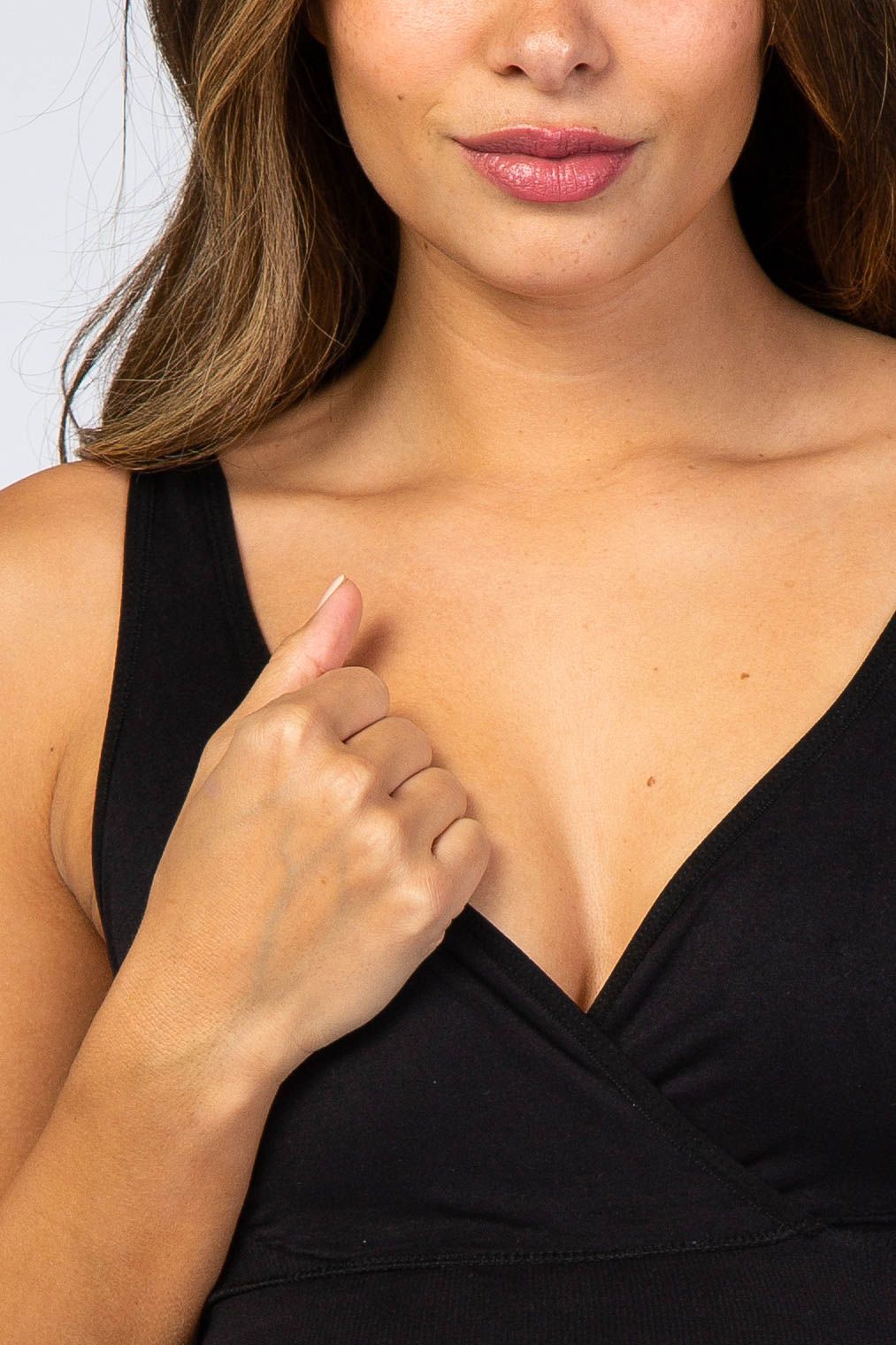 Black Seamless Wrap Front Maternity/Nursing Bra sold by Pinkblush product image thumbnail 4