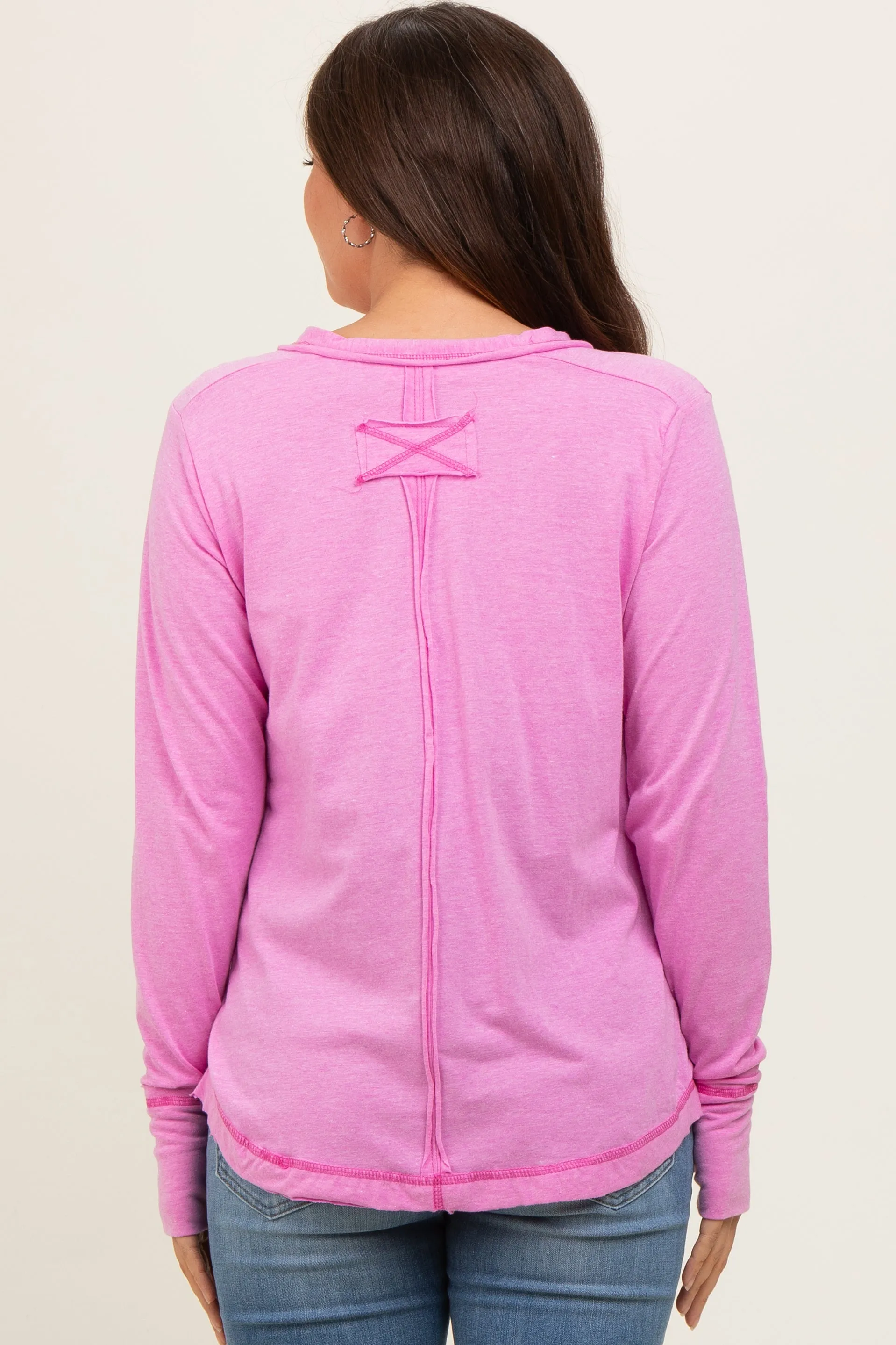 Pink Long Sleeve Exposed Seam Maternity Top sold by Pinkblush product image thumbnail 4