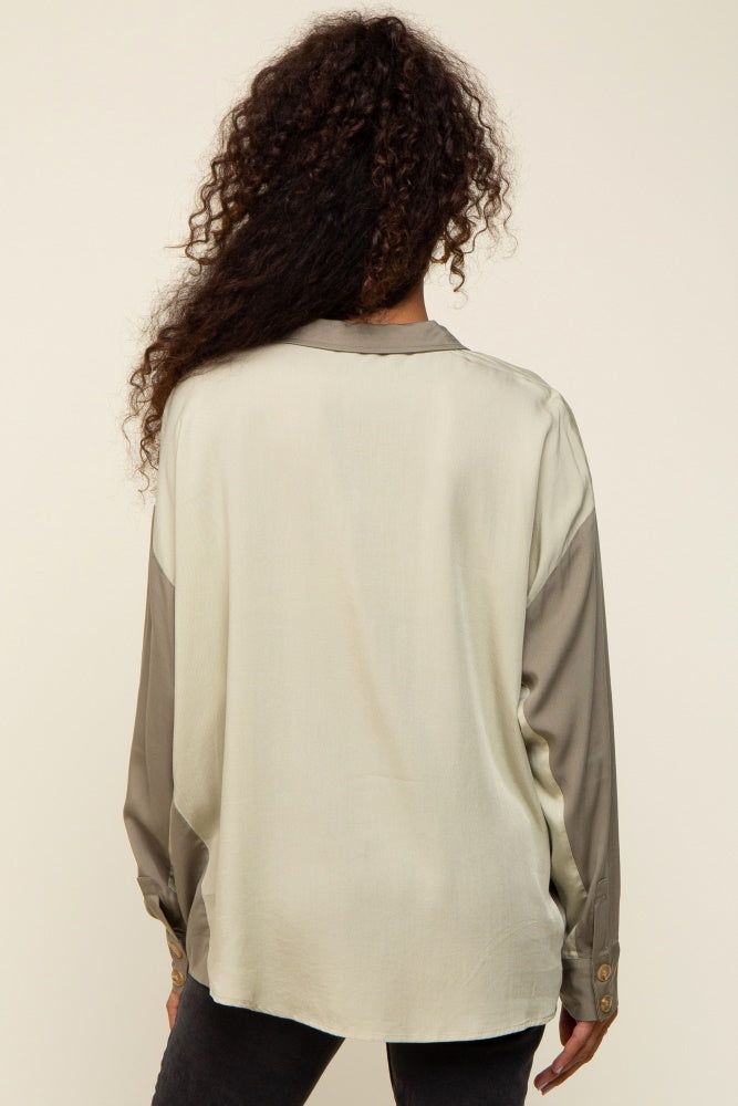 Light Olive Colorblock Oversized Blouse sold by Pinkblush product image thumbnail 3