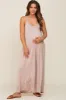 Taupe Basic Cropped Wide Leg Maternity Jumpsuit sold by Pinkblush