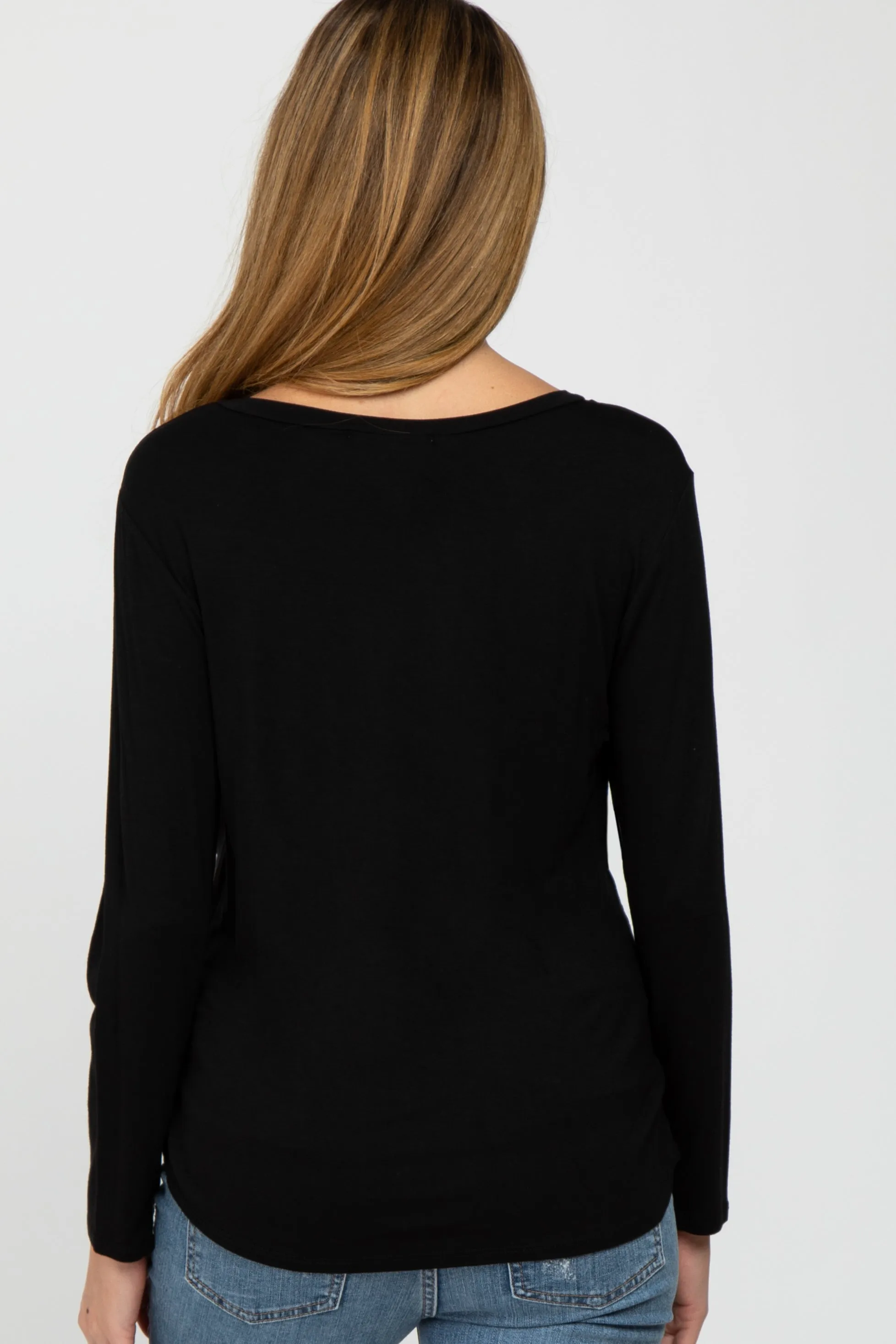 Black Basic Long Sleeve Maternity Top sold by Pinkblush product image thumbnail 4