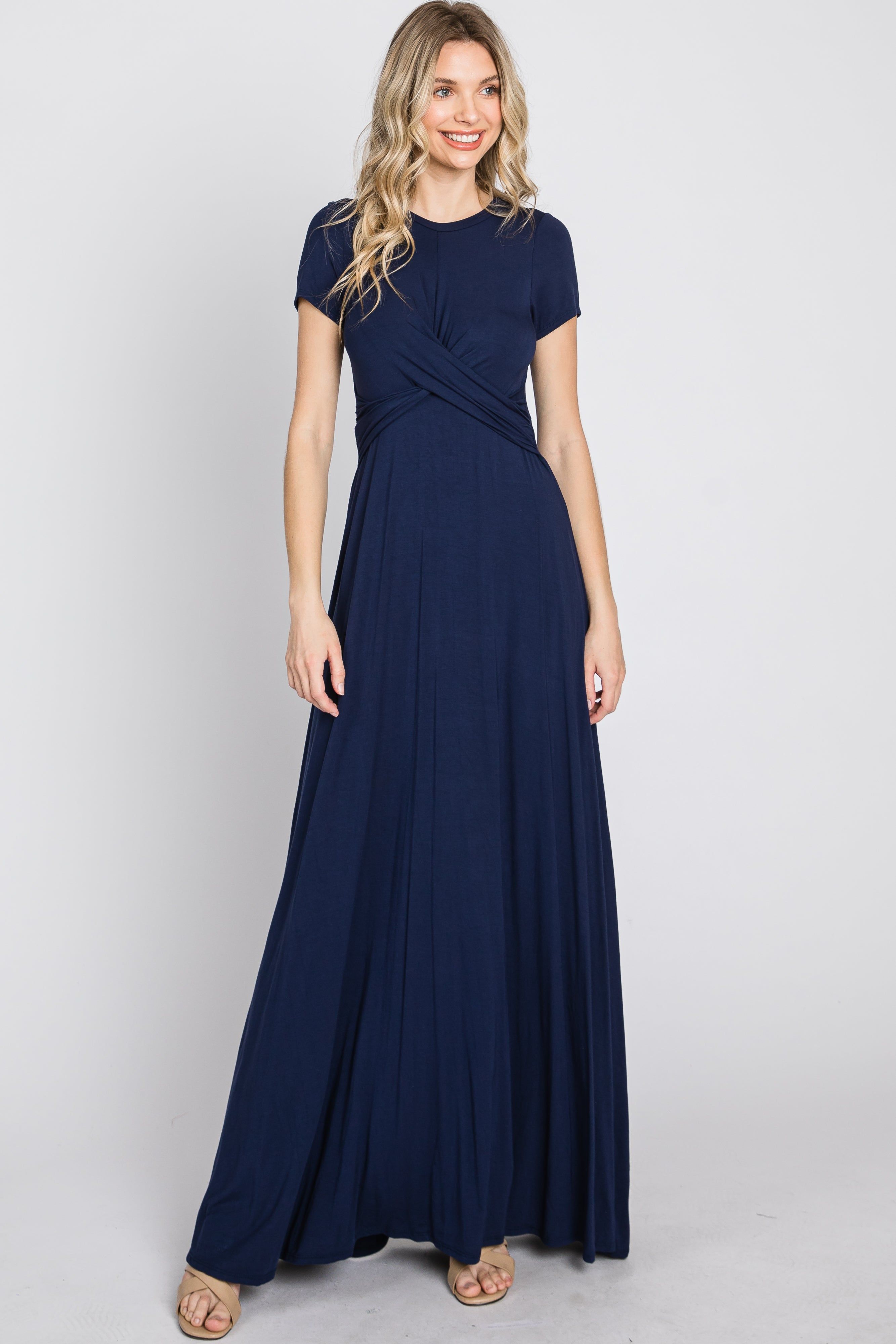 Navy Twist Front Maxi Dress sold by Pinkblush product image thumbnail 3