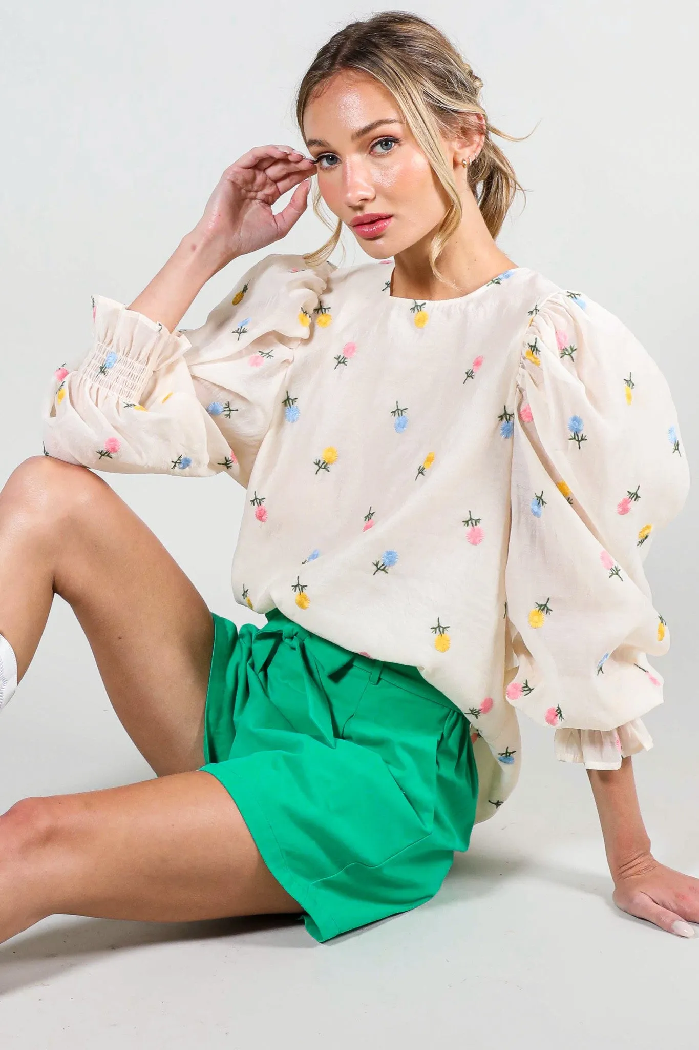 Ivory Flower Embroidery Detail Organza Top sold by Pinkblush product image thumbnail 2