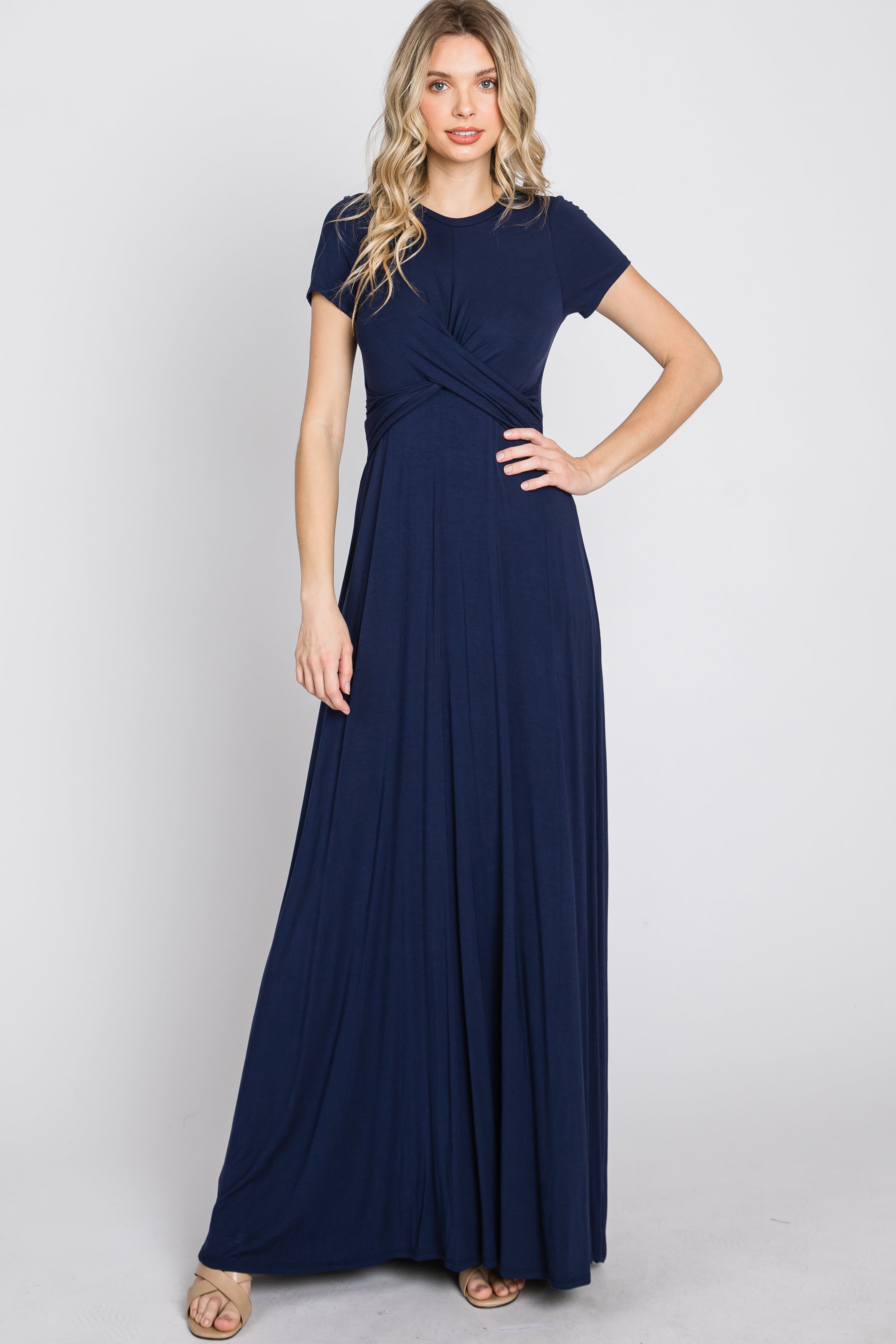 Navy Twist Front Maxi Dress sold by Pinkblush product image thumbnail 4