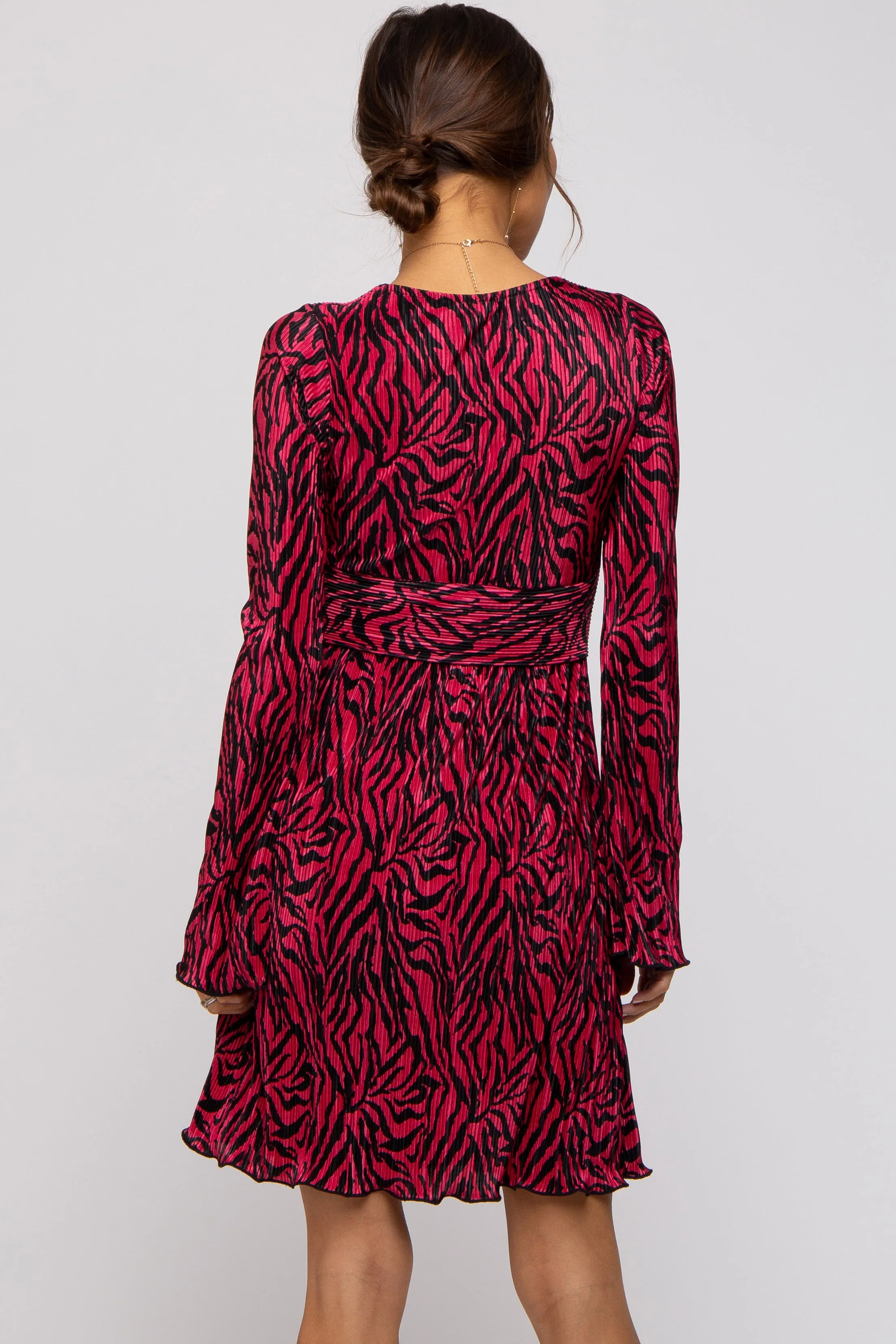 Burgundy Printed Plisse Maternity Dress sold by Pinkblush product image thumbnail 5