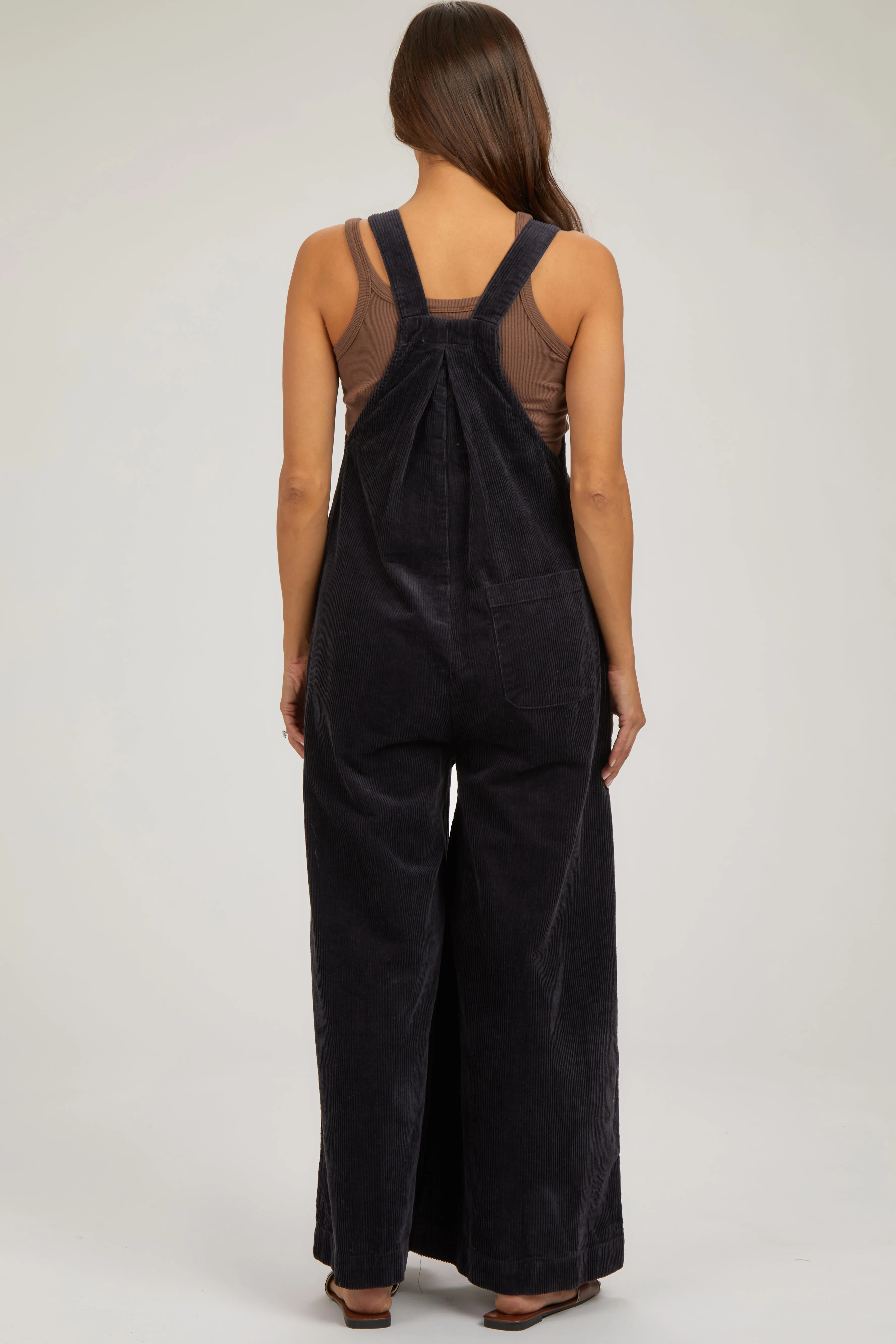 Charcoal Corduroy Maternity Wide Leg Overalls sold by Pinkblush product image thumbnail 3