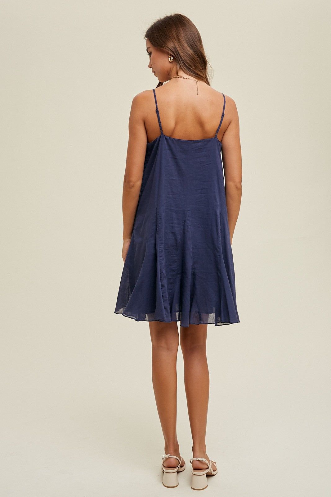 Navy Flared Detail Mini Dress sold by Pinkblush product image thumbnail 4