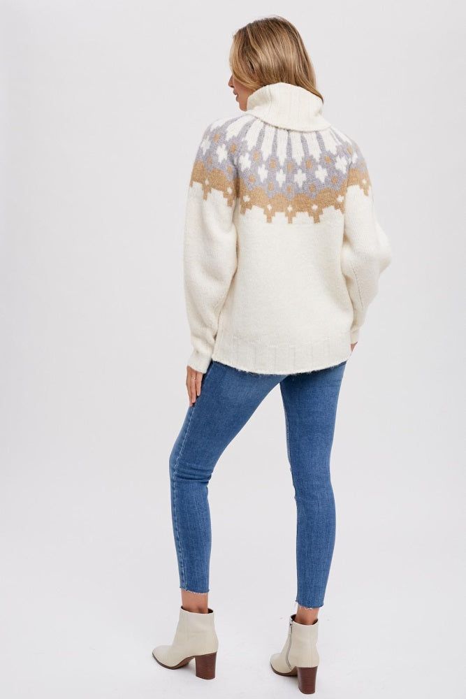 Cream Turtleneck Fair Isle Sweater sold by Pinkblush product image thumbnail 4