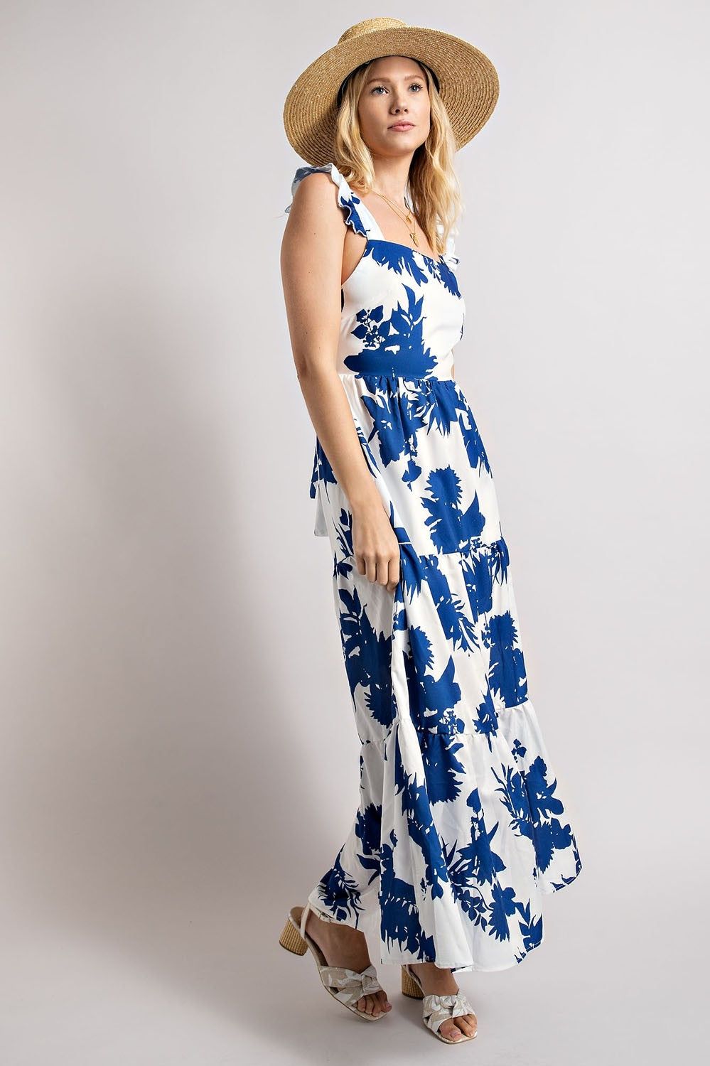 Blue Tie Back Print Maxi Dress sold by Pinkblush product image thumbnail 2