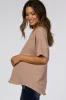Taupe Short Sleeve Maternity Blouse sold by Pinkblush
