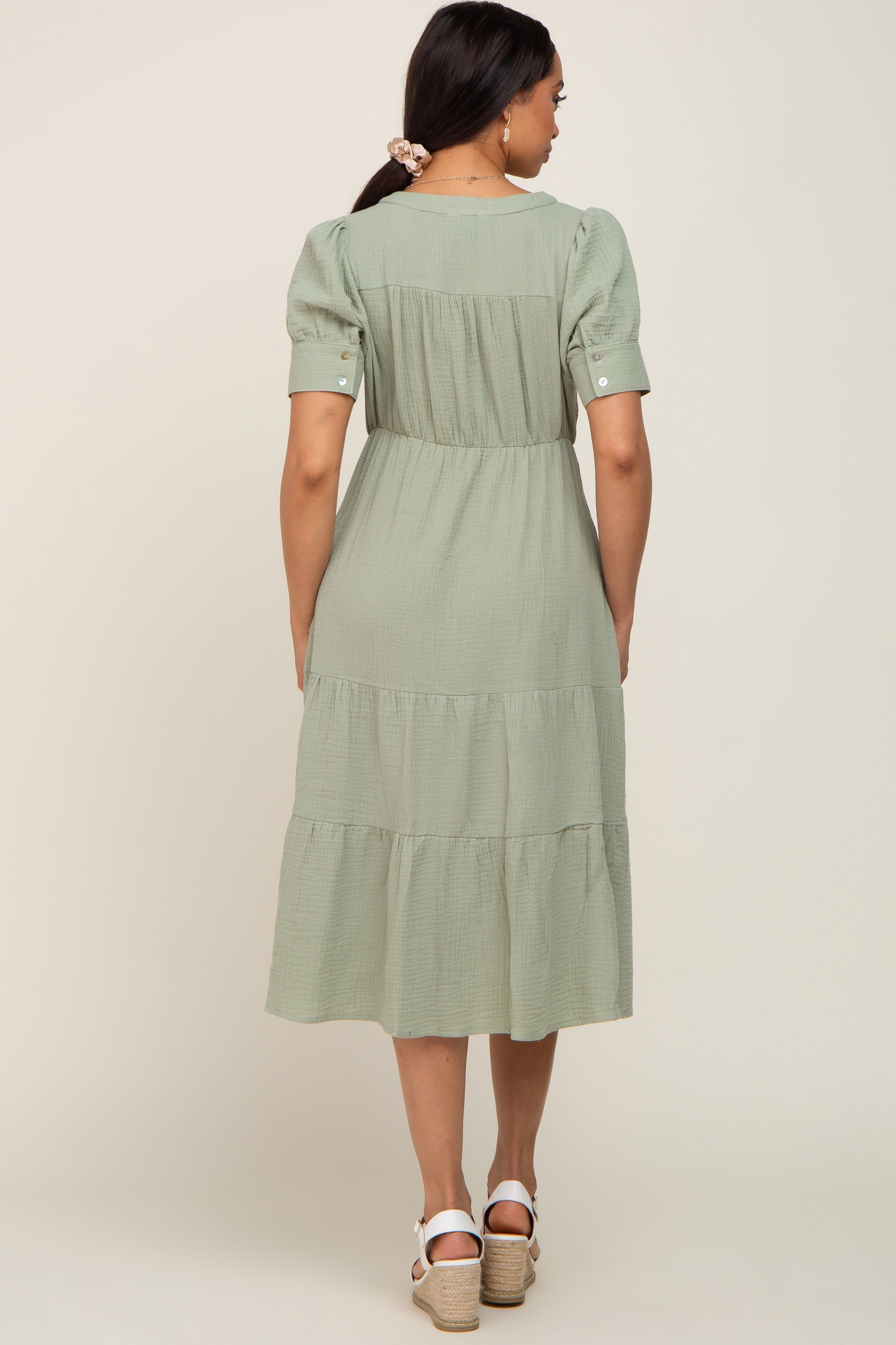 Mint Button Down Short Sleeve Dress sold by Pinkblush product image thumbnail 3