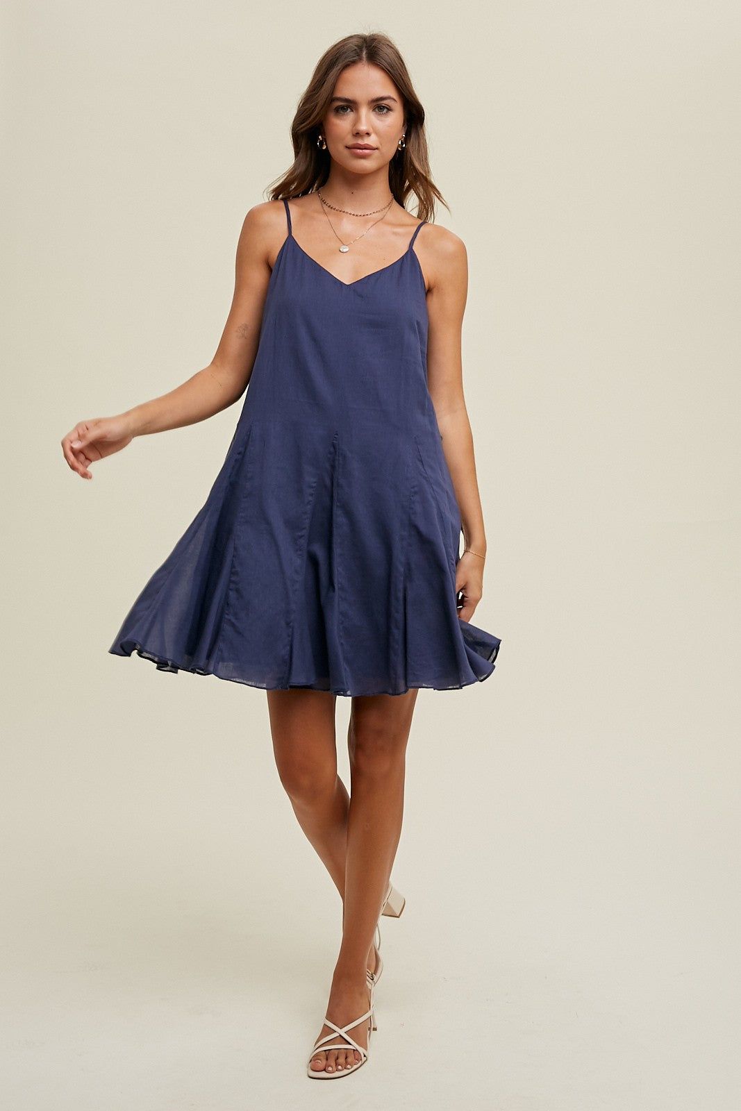 Navy Flared Detail Mini Dress sold by Pinkblush product image thumbnail 2