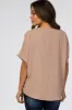Taupe Short Sleeve Maternity Blouse sold by Pinkblush