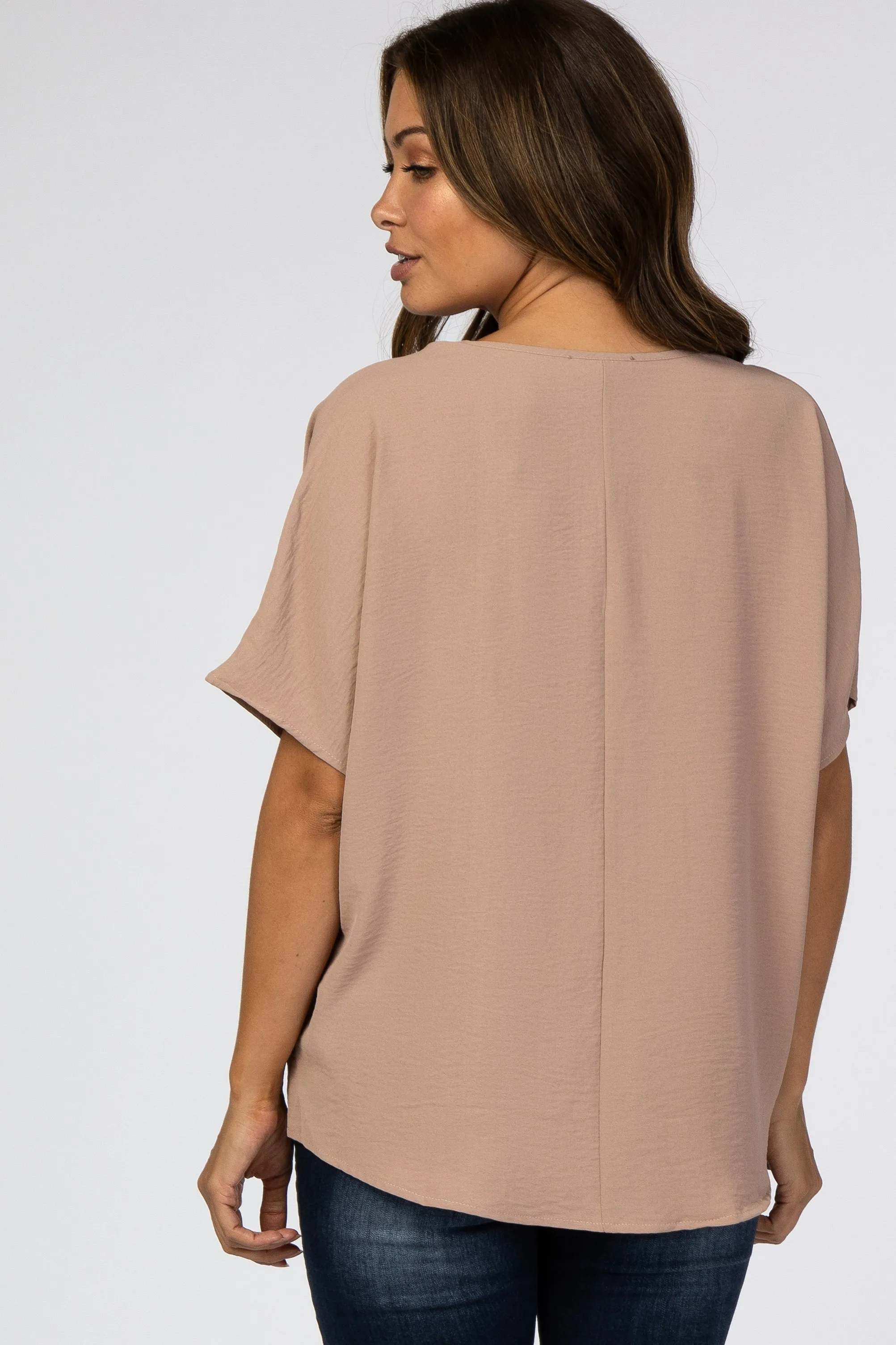 Taupe Short Sleeve Maternity Blouse sold by Pinkblush product image thumbnail 3