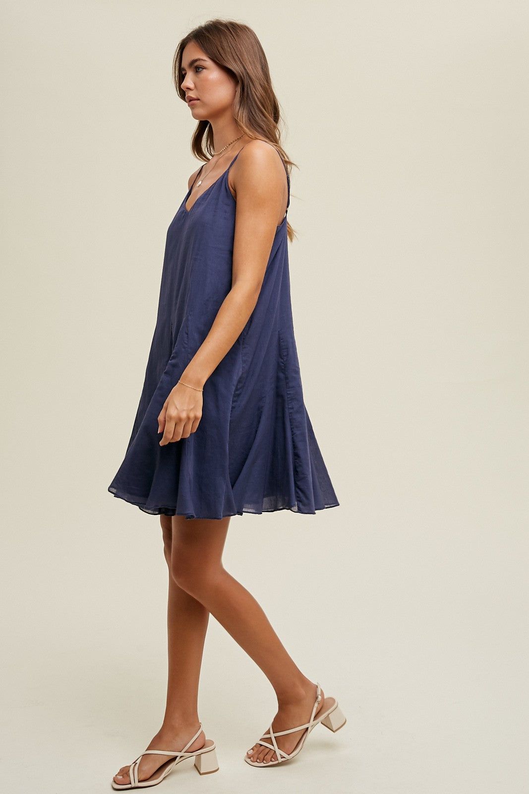 Navy Flared Detail Mini Dress sold by Pinkblush product image thumbnail 3