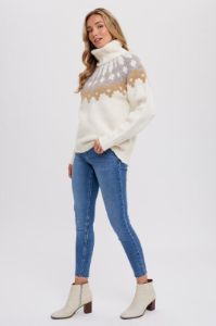 Cream Turtleneck Fair Isle Sweater sold by Pinkblush
