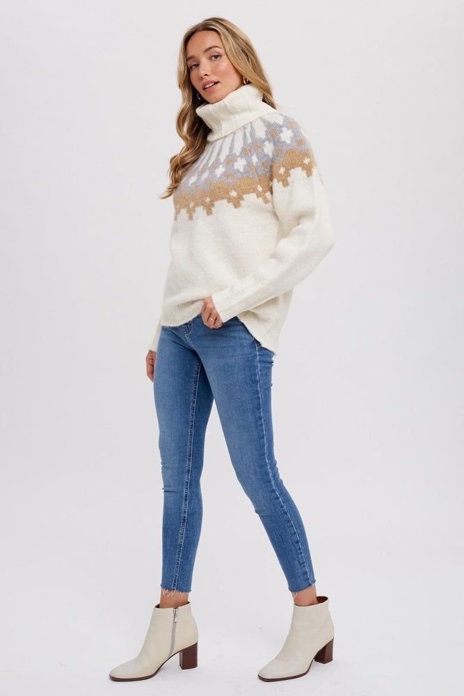 Cream Turtleneck Fair Isle Sweater sold by Pinkblush product image thumbnail 3