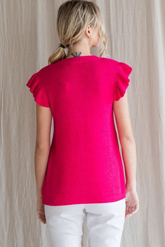 Fuchsia Ruffle Short Sleeve Top sold by Pinkblush product image thumbnail 2