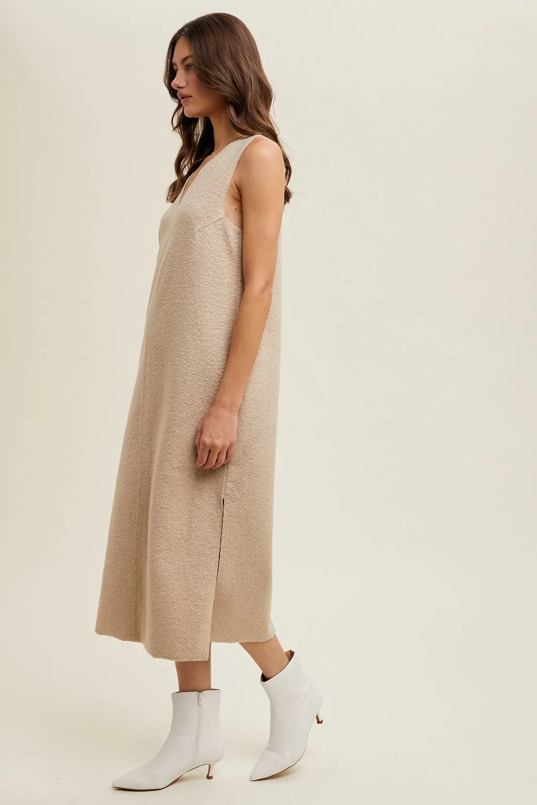 Taupe Sleeveless Midi Dress sold by Pinkblush product image thumbnail 4