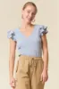 Heather Grey Cable Knit Layered Ruffle Sleeve Maternity Top sold by Pinkblush