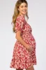 Red Floral Off Shoulder Maternity Mini Dress sold by Pinkblush