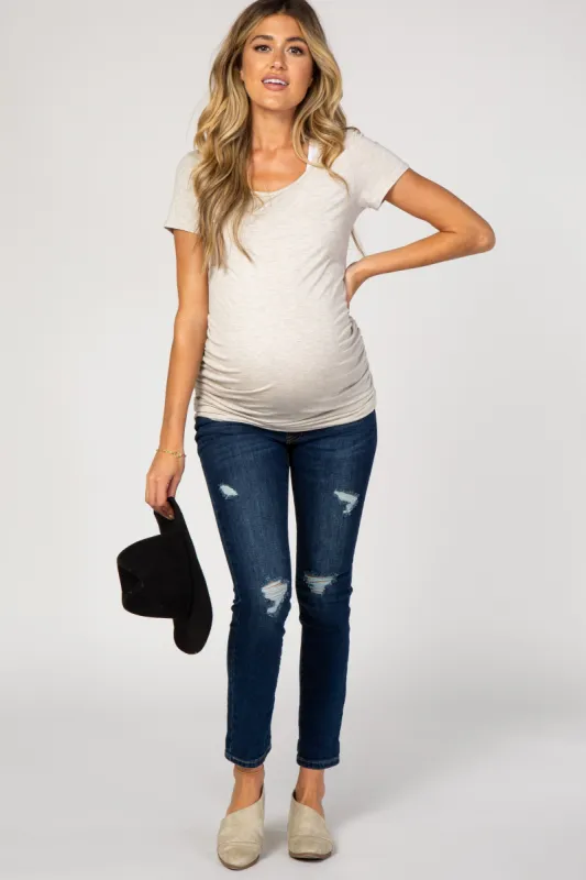 PinkBlush Navy Blue Distressed Maternity Skinny Jeans sold by Pinkblush